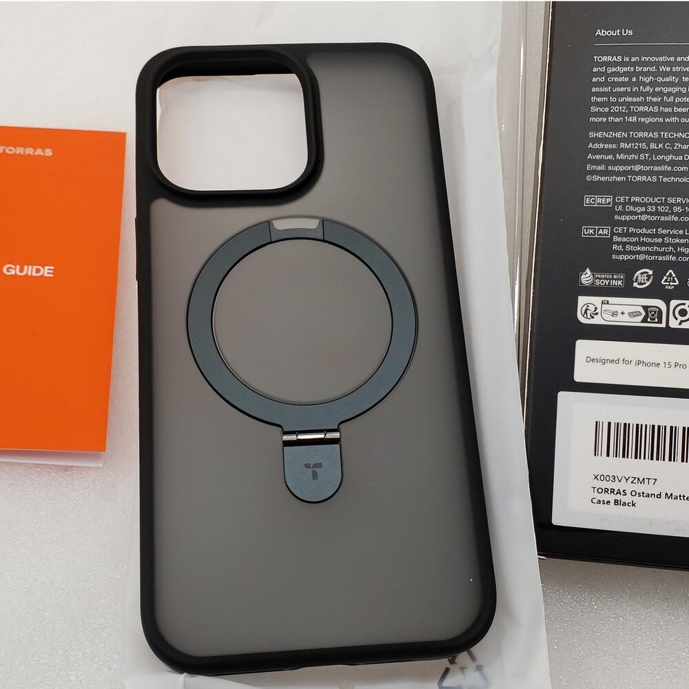 TORRAS Ostand Matte Magnetic Case for iPhone 15 Pro Max (Black)